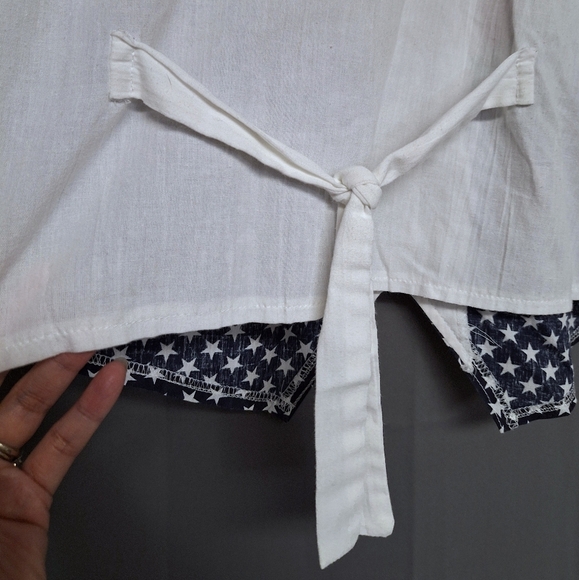 Vintage Tapestry Made in USA Womens American Flag Top T-Shirt Vest Attached - Picture 12 of 15